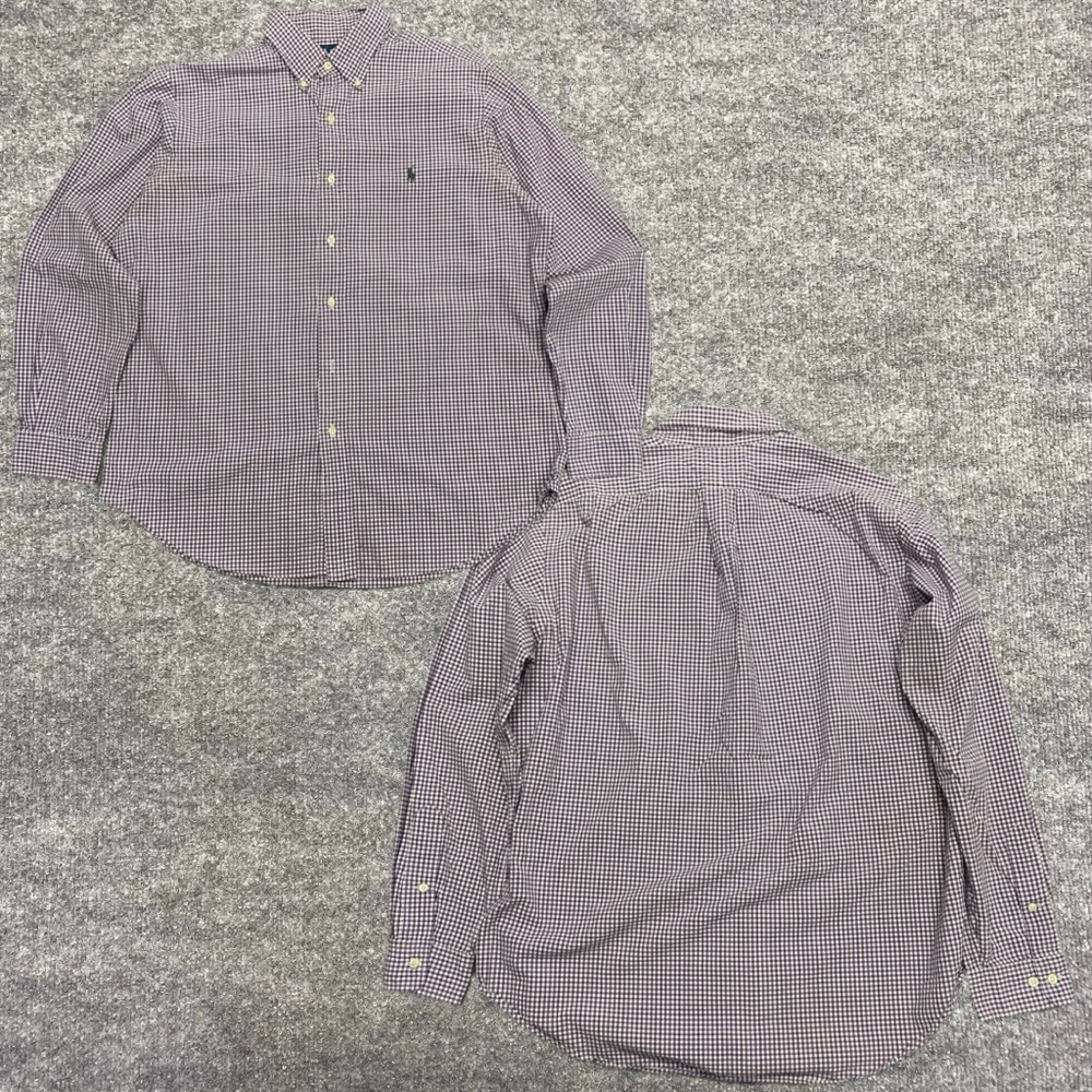 Vintage Ralph Lauren Shirt Men's Large Maroon Plaid Button Up